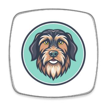 Wirehaired Pointing Griffon Dog Breed Cartoon Pet - Square fridge magnet - white - Front