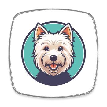 West Highland White Terrier Hund Rasse Cartoon Haustier - Viereckiger Kühlschrankmagnet - Weiß - Vorne