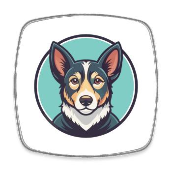 Dessin animé kawaii de race de chien Welsh Hillman - Magnet carré - blanc - Devant