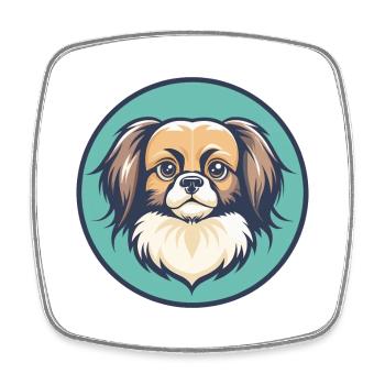 Tibetischer Spaniel Hund Rasse Cartoon Kawaii Clipart - Viereckiger Kühlschrankmagnet - Weiß - Vorne