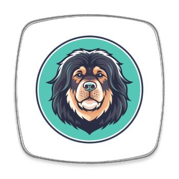 Tibetische Dogge Hunderasse Karikatur Kawaii Clipart - Viereckiger Kühlschrankmagnet - Weiß - Vorne