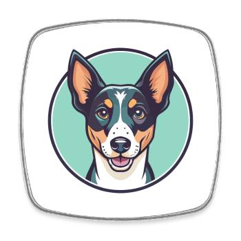 Baum Feist Hund Rasse Cartoon Kawaii Clipart Haustier - Viereckiger Kühlschrankmagnet - Weiß - Vorne