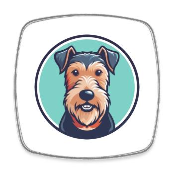 Welsh Terrier Dog Breed Cartoon Kawaii Clipart Pet - Square fridge magnet - white - Front