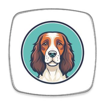 Welsh Springer Spaniel Dog Breed Cartoon Kawaii - Square fridge magnet - white - Front