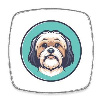 Tibetische Kyi Apso Hunderasse Cartoon Kawaii Clipart - Viereckiger Kühlschrankmagnet - Weiß - Vorne