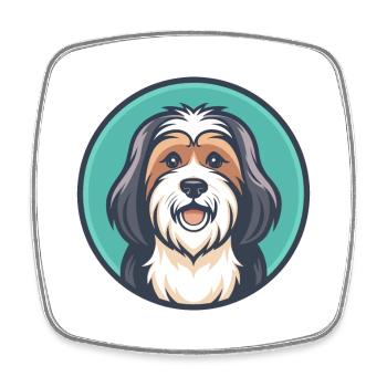Tibetan Terrier Hund Rasse Karikatur Kawaii Clipart - Viereckiger Kühlschrankmagnet - Weiß - Vorne