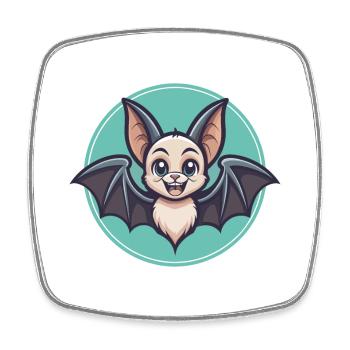 Chauve-souris kawaii dessin animé personnage animal visage d’animal - Magnet carré - blanc - Devant