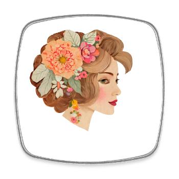 Schöne Dame im Bohemian Chic Stil - Viereckiger Kühlschrankmagnet - Weiß - Vorne