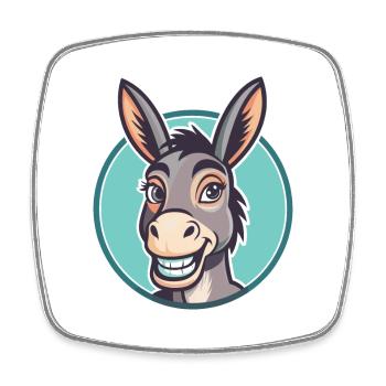 Âne Kawaii Dessin Animé Personnage Animal Visage D’animal - Magnet carré - blanc - Devant