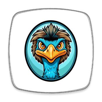 Emu coloré Kawaii Dessin animé Personnage Clipart Animal de compagnie - Magnet carré - blanc - Devant