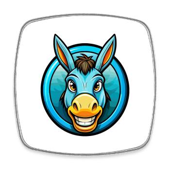 Donkey Colorful Kawaii Cartoon Character Clipart - Square fridge magnet - white - Front