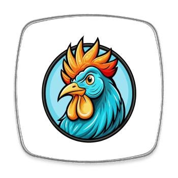 Rooster Colorful Kawaii Cartoon Character Clipart - Square fridge magnet - white - Front