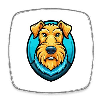 Airedale Terrier Hund Buntes Kawaii Cartoon Haustier - Viereckiger Kühlschrankmagnet - Weiß - Vorne