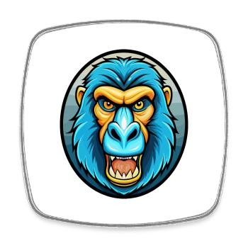 Baboon Colorful Kawaii Cartoon Character Clipart - Square fridge magnet - white - Front