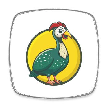 pintade mignon kawaii dessin animé clipart animal de compagnie - Magnet carré - blanc - Devant