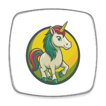Einhorn süße Kawaii Cartoon Clipart Haustier Tier - Viereckiger Kühlschrankmagnet - Weiß - Vorne