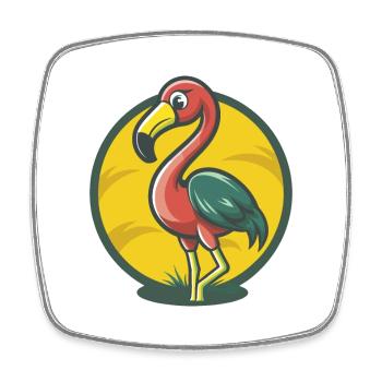 Flamingo Cute Kawaii Cartoon Clipart Pet Animal - Square fridge magnet - white - Front
