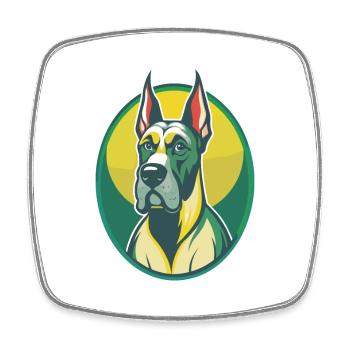 Deutsche Dogge Hund Niedlich Kawaii Cartoon Clipart Tier - Viereckiger Kühlschrankmagnet - Weiß - Vorne