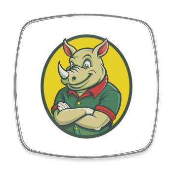 Rhino Cute Kawaii Cartoon Clipart Pet Animal - Square fridge magnet - white - Front