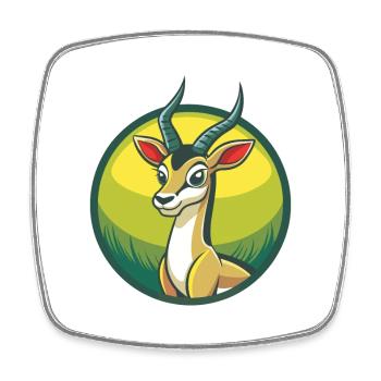 Antilope Niedliche Kawaii Cartoon Clipart Haustier Tier - Viereckiger Kühlschrankmagnet - Weiß - Vorne