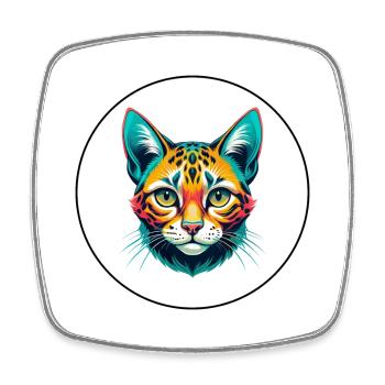 Australische Gefleckte Nebelkatze Rasse Karikatur Kawaii - Viereckiger Kühlschrankmagnet - Weiß - Vorne