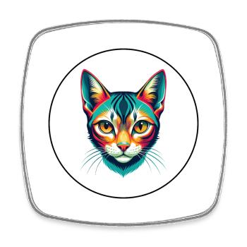 Arabe Mau Chat Race Dessin Animé Kawaii Animal Pet - Magnet carré - blanc - Devant