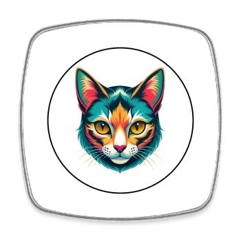 Aegean Cat Breed Cartoon Kawaii Animal Pet - Square fridge magnet - white - Front