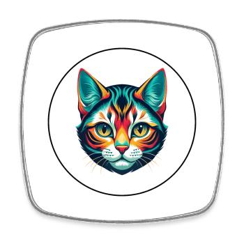 Chat américain à poil court race dessin animé Kawaii Animal - Magnet carré - blanc - Devant