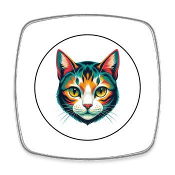 American Wirehair Cat Breed Cartoon Kawaii Animal - Square fridge magnet - white - Front