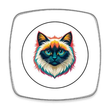 Birma Katze Rasse Karikatur Kawaii Tier Haustier - Viereckiger Kühlschrankmagnet - Weiß - Vorne