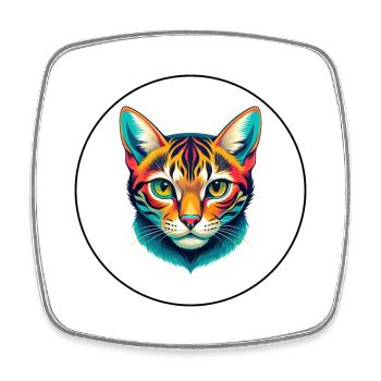 Bengalkatze Rasse Karikatur Kawaii Tier Haustier - Viereckiger Kühlschrankmagnet - Weiß - Vorne