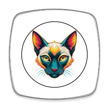 Balinese Cat Breed Cartoon Kawaii Animal Pet - Square fridge magnet - white - Front