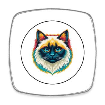 Birma Heilige Katze Rasse Karikatur Kawaii Tier Haustier - Viereckiger Kühlschrankmagnet - Weiß - Vorne