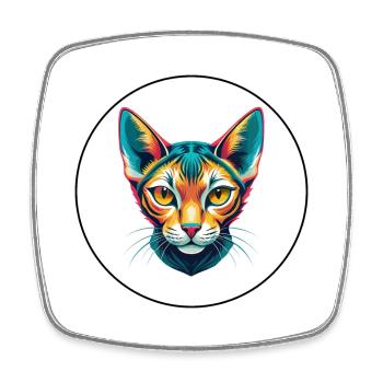 Arabe Égyptien Mau Chat Race Dessin Animé Kawaii Pet - Magnet carré - blanc - Devant