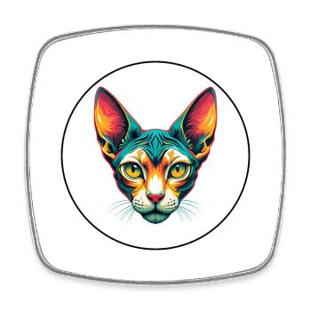 Cornish Rex Katzenrasse Karikatur Kawaii Tier Haustier - Viereckiger Kühlschrankmagnet - Weiß - Vorne