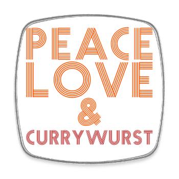 Paix, amour et Currywurst - Magnet carré - blanc - Devant