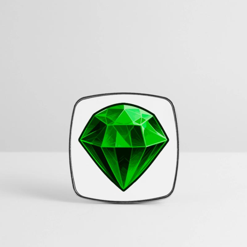 Precious Green Emerald Gemstone Square fridge magnet