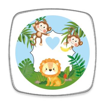 Friendship - Little Monkeys & Lion - Square fridge magnet - white - Front
