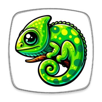 Chameleon - Square fridge magnet - white - Front