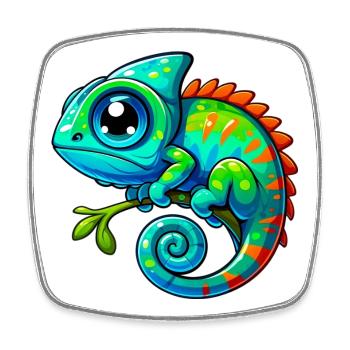 Caméléon - Magnet carré - blanc - Devant