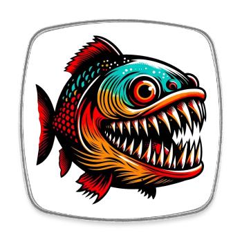 Piranha - Square fridge magnet - white - Front