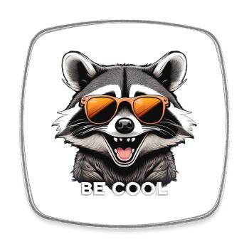 Naughty raccoon with sunglasses - Square fridge magnet - white - Front
