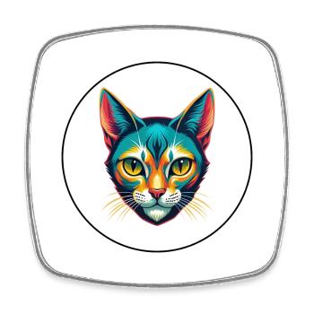 Burmilla Chat Race Dessin Animé Kawaii Animal Pet - Magnet carré - blanc - Devant