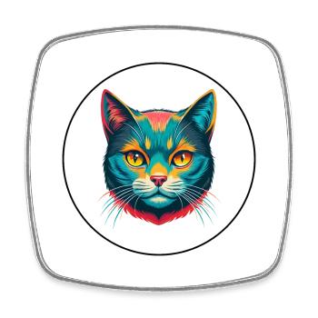 Chartreux Cat Breed Cartoon Kawaii Animal Pet - Square fridge magnet - white - Front