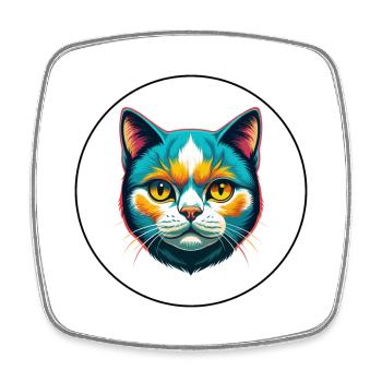 British Shorthair Cat Breed Cartoon Kawaii Animal - Square fridge magnet - white - Front