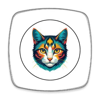 Chat domestique race dessin animé Kawaii Animal Pet - Magnet carré - blanc - Devant