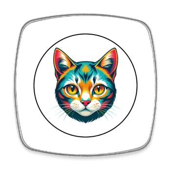 European Shorthair Cat Breed Cartoon Kawaii Animal - Square fridge magnet - white - Front