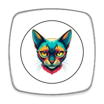 Burmese Cat Breed Cartoon Kawaii Animal Pet - Square fridge magnet - white - Front