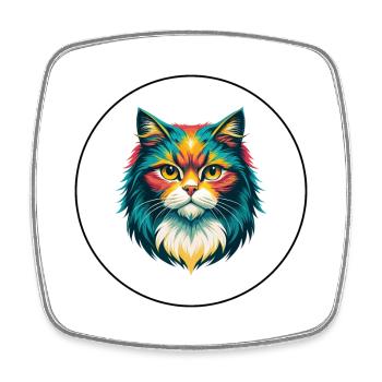 British Longhair Cat Breed Cartoon Kawaii Animal - Square fridge magnet - white - Front