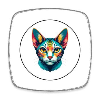 German Rex Cat Breed Cartoon Kawaii Animal Pet - Square fridge magnet - white - Front